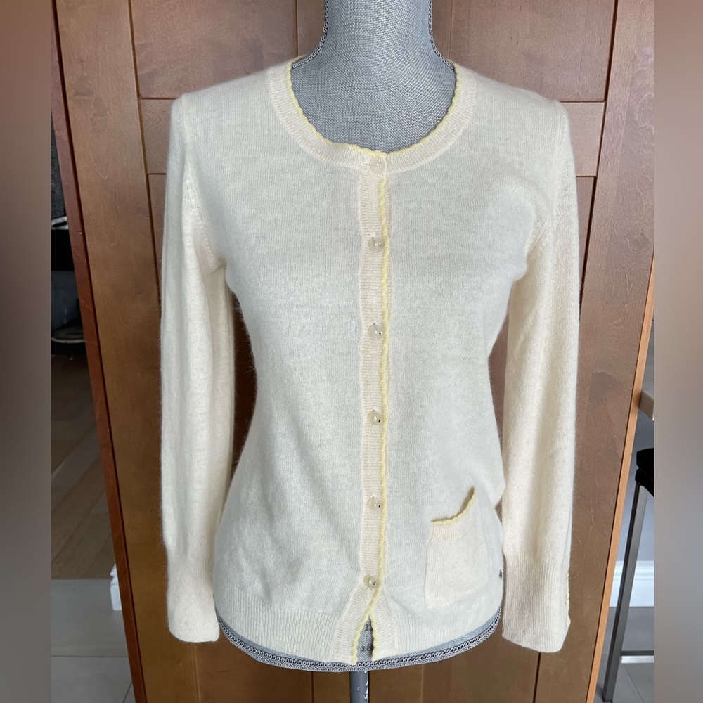 Cream Crewneck Cardigan Sweater